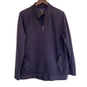 Tasso Elba Navy Quilted Full Zip Jacket - Large